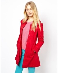 Yumi Tie Waist Trench Coat Red