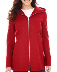 Avanti Zip Front Hooded Wool Blend Coat Tall