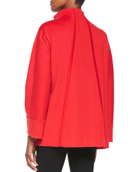 Armani Collezioni Zip Front Wool Caban Coat Red
