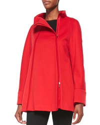 Armani Collezioni Zip Front Wool Caban Coat Red