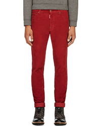 DSquared 2 Red Corduroy Cool Guy Pants