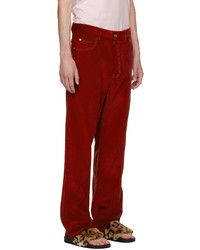 Marni Red Contrast Stitch Trousers