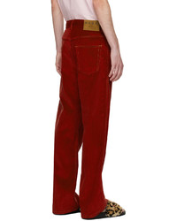 Marni Red Contrast Stitch Trousers