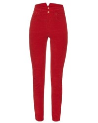 Red Corduroy Skinny Pants