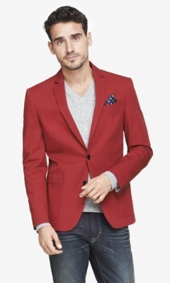 red cotton blazer