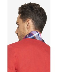 Express Red Cotton Linen Deconstructed Blazer