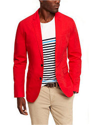 Express Red Cotton Linen Deconstructed Blazer