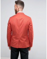 Asos Skinny Blazer In Rust Washed Cotton