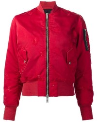 Red Cotton Bomber Jacket