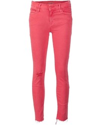 Red Cotton Skinny Jeans