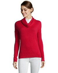 Magaschoni Red Cashmere Cowl Neck Long Sleeve Sweater