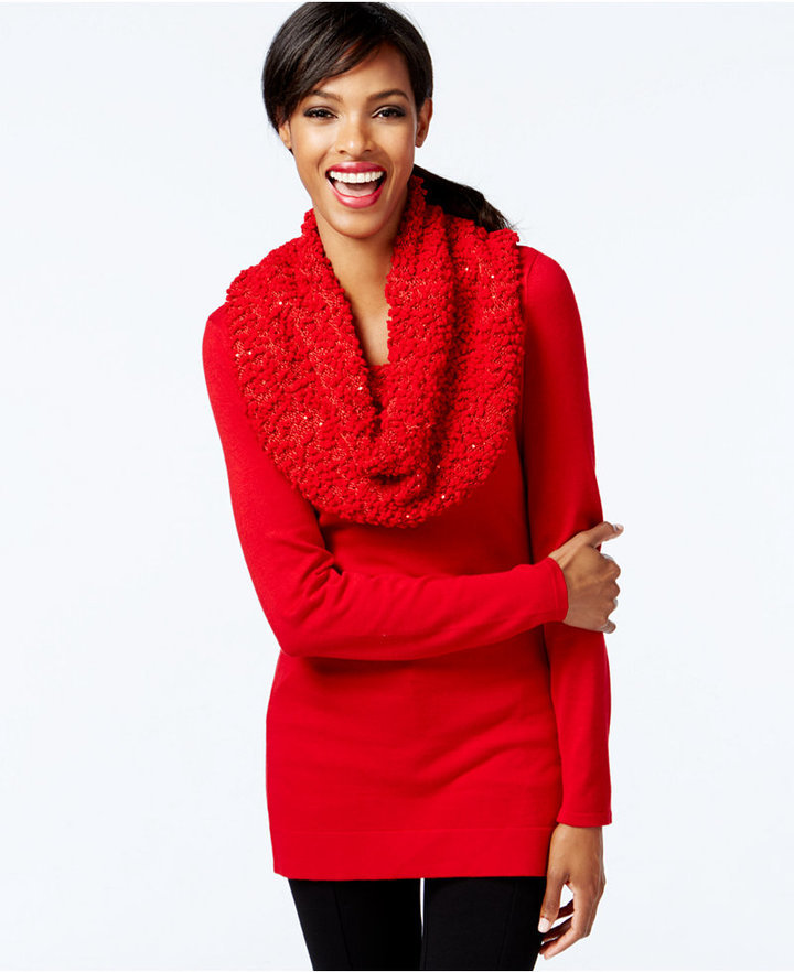 Alfani Sequinned Cowl Neck Sweater Only At Macys | Where to buy ...