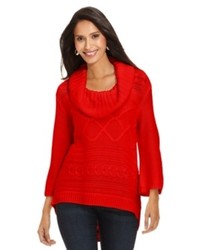 Style&co. Cable Knit Cowl Neck High Low Sweater