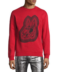 McQ Alexander Ueen Crazy Bunny Cotton Sweatshirt Red