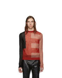Rick Owens Black And Red Cropped Biker Level Sweater