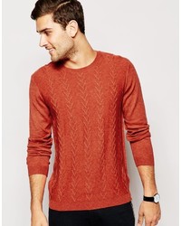 Asos Brand Textured Sweater In Merino Wool Mix