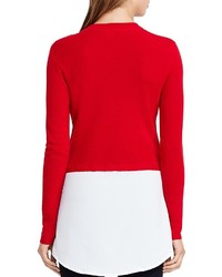 Lauren Ralph Lauren Button Shoulder Mixed Media Sweater