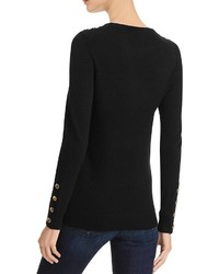 C By Bloomingdales Button Crewneck Cashmere Sweater 100%