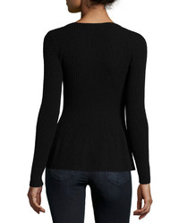 Neiman Marcus Cashmere Collection Cashmere Peplum Sweater