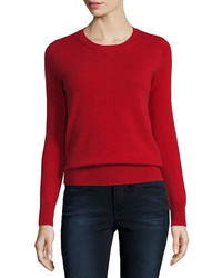 Neiman Marcus Cashmere Collection Long Sleeve Crewneck Cashmere Sweater Plus Size
