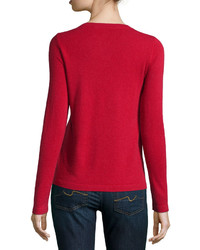 Neiman Marcus Cashmere Long Sleeve Pullover Sweater Red