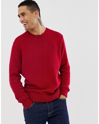 Polo Ralph Lauren Chunky Cotton Knit Jumper With Crew Neck In Red
