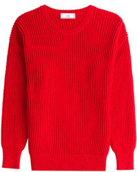 Ami Cotton Ribbed Knit Pullover