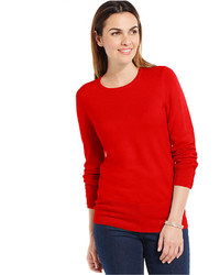 JM Collection Crew Neck Solid Button Sleeve Sweater