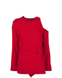 Proenza Schouler Cut Out Shoulder And Frill Detail Sweater
