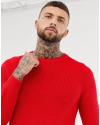 Bershka Knitted Jumper In Red