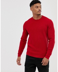ASOS DESIGN Knitted Ribbed Jumper In Red