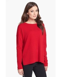 Nordstrom Collection Highlow Cashmere Crewneck Sweater Red Bright X Small