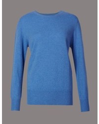 Marks and Spencer Pure Cashmere Ribbed Round Neck Jumper