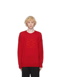 Loewe Red Cashmere Anagram Stitch Sweater