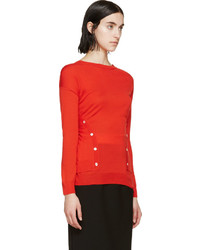 Nina Ricci Red Knit Button Up Sweater