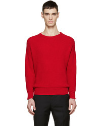 AMI Alexandre Mattiussi Red Rib Knit Sweater