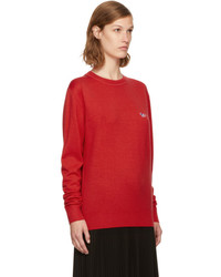 MAISON KITSUNE Red Tricolor Fox Patch Sweater