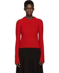 Lemaire Red Wool Short Sweater