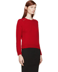 Saint Laurent Red Zip Collar Sweater