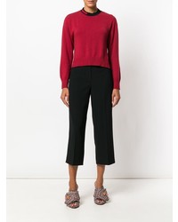 Fendi Ribbed High To Low Crew Neck Jumper