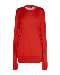 Dolce & Gabbana Silk Round Neck Red Sweater