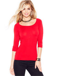 GUESS Three Quarter Sleeve Scoop Neck Sweater