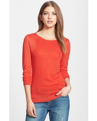 Trouve Mixed Knit Sweater Red Fiesta Medium