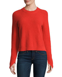 Rag & Bone Valentina Ribbed Cashmere Sweater Fiery Red