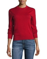 Frame Waffle Crewneck Long Sleeve Sweater Red