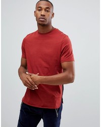 ASOS DESIGN Asos Longline T Shirt With Curve Hem And Gusset Contrast In Red Blk