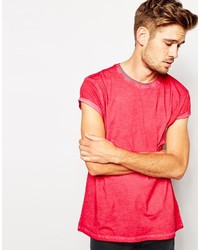 Asos T Shirt With Oil Wash And Rolled Sleeve Skater Fit