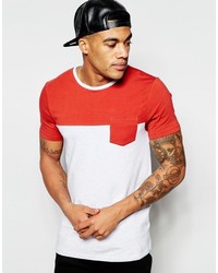 Asos Brand Muscle T Shirt With Contrast Yoke And Pocket