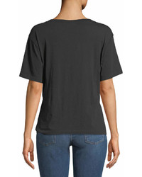 7 For All Mankind Crewneck Short Sleeve Knotted Front Cotton Tee