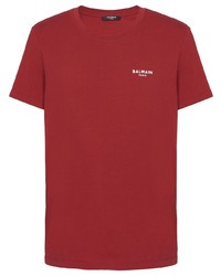 Balmain Flocked Logo Organic Cotton T Shirt